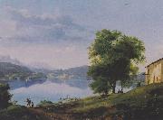 Markus Pernhart Worthersee mit Militarschwimmschule oil painting